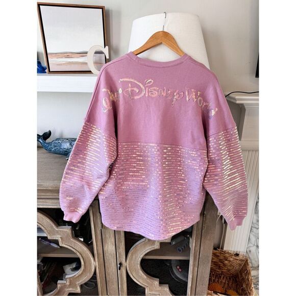 Walt Disney Worlds 50th Anniversary Crewneck Sparkle Sweater in Pink Size Small - Picture 6 of 9